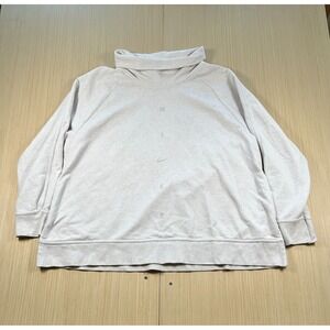 Nike Sweatshirt Womens 2XL Gray Cotton Spellout Logo Turtleneck Raglan Sleeve